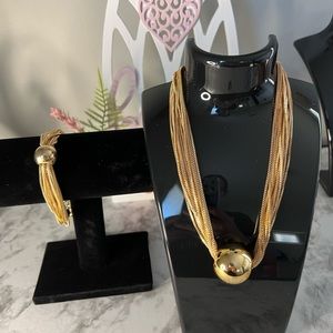 Big Ball Pendant chain and bracelet Golden colour